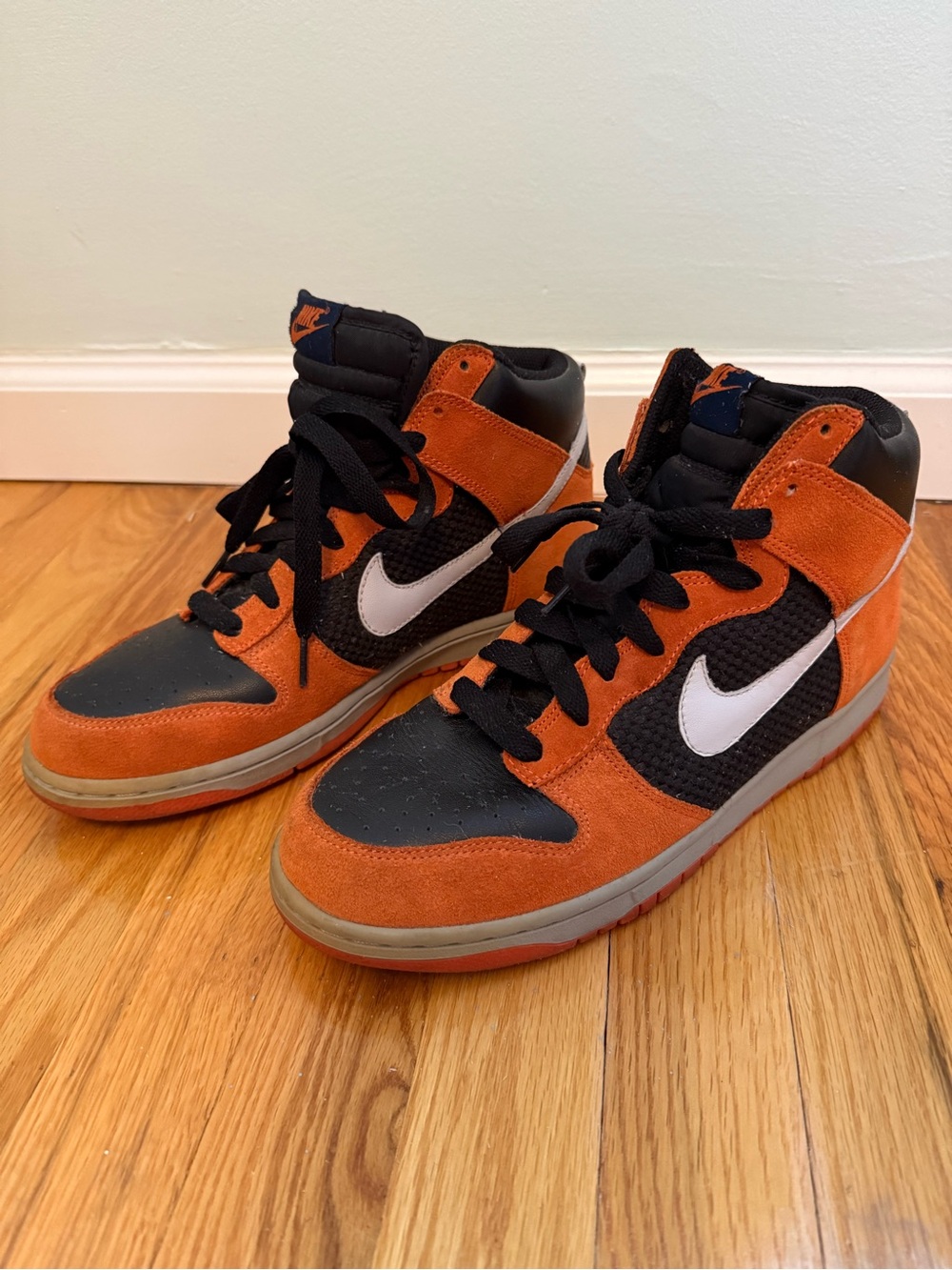 Nike High-Top Sneakers in Orange, Black & White